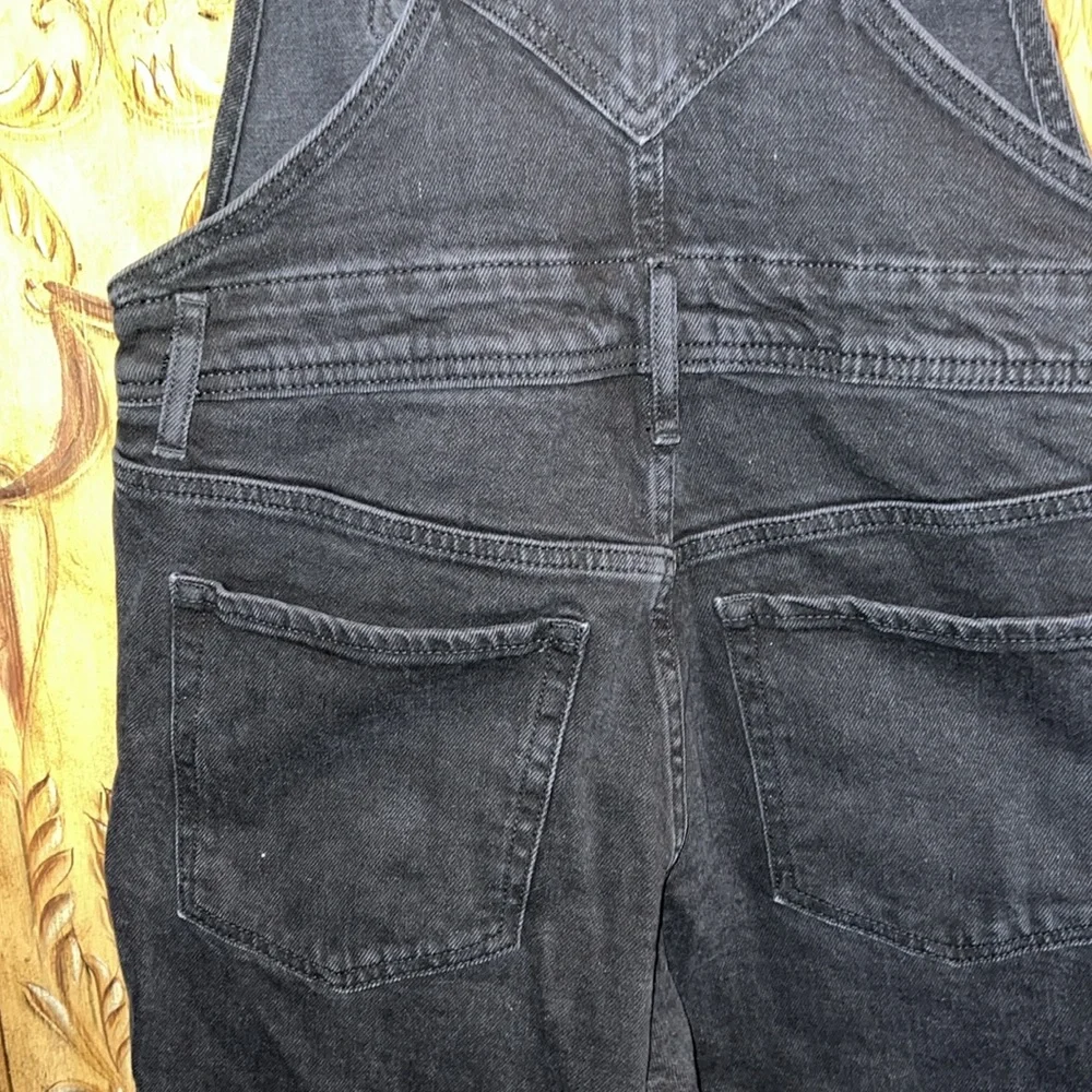 Old Navy OG Straight Black Wash Ripped Jean Overalls